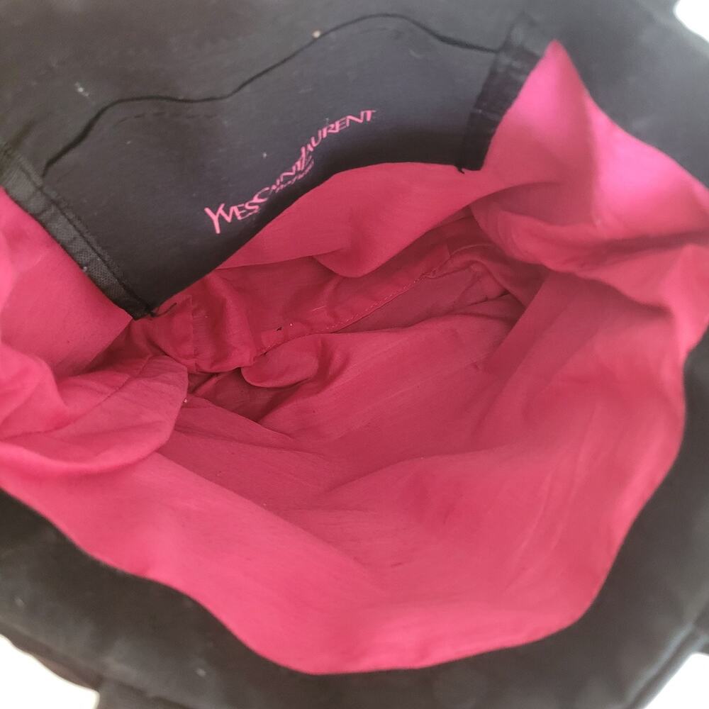 Yves Saint Laurent YSL Parfums Tote Bag Black Large Shoulder Bag Cotton Bow Logo - Picture 5 of 12